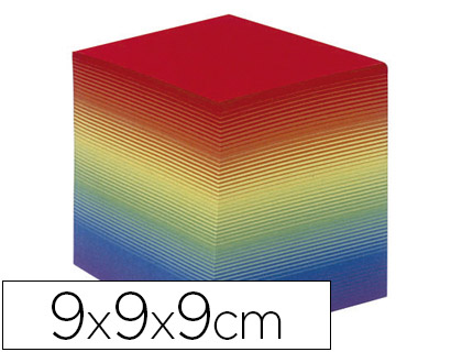 Taco de 680 notas Quo Vadis encolado 90x90x90 mm. colores arco iris  reciclado 90 g/m²